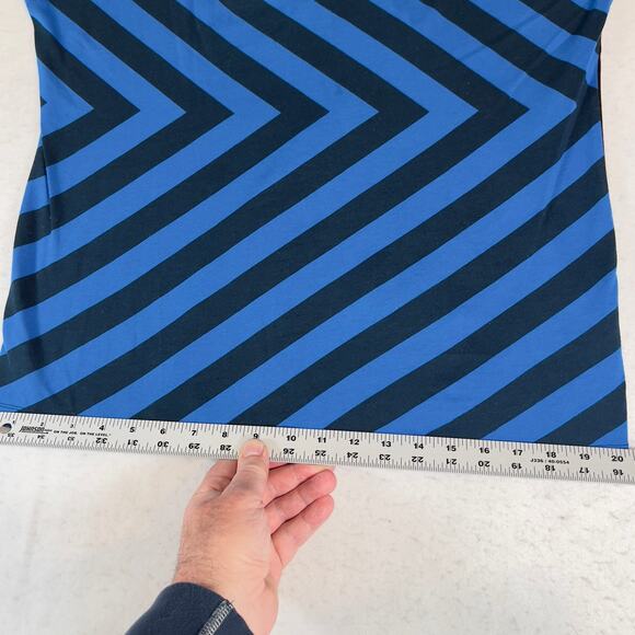 Jonathan AdlerX UT UniQlo Top Large Blue Diagonal Stripes Solid Back Sleeveless - Picture 5 of 8